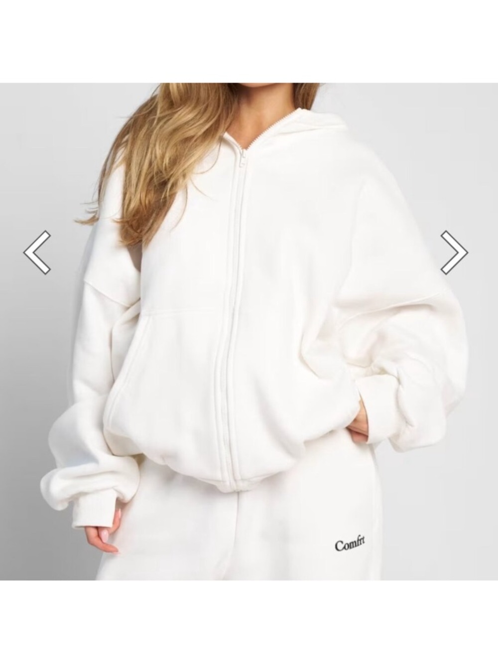 Cloud Comfrt Zip Hoodie Sweatshirt Snow Large